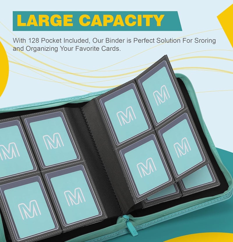 MOSLA Toploader Binder,4-Pocket Side Load Trading Card Album, Holds 128 Cards with Double-Sided Pockets for MTG, Sports Cards, Top Loader Storage - Image 2